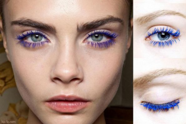 Bright blue mascara – colorful mascara trend in 2025, Makeup trends 2025