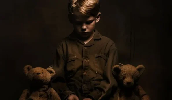 a little boy with bear