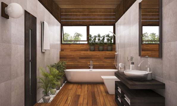 wooden accents and indoor plants, bringing natural elements for a tranquil vibe