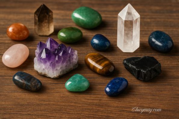 Various healing crystals for protection and energy balance.