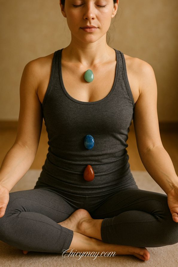Meditation with crystals, enhancing healing energy and focus