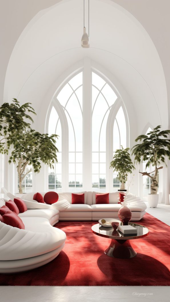Minimalist white interior with calming tones.