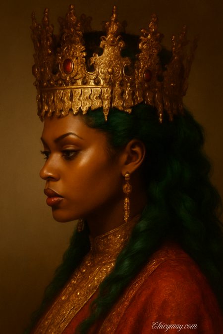 Golden Empress symbolizing regal feminine archetype and self-worth.